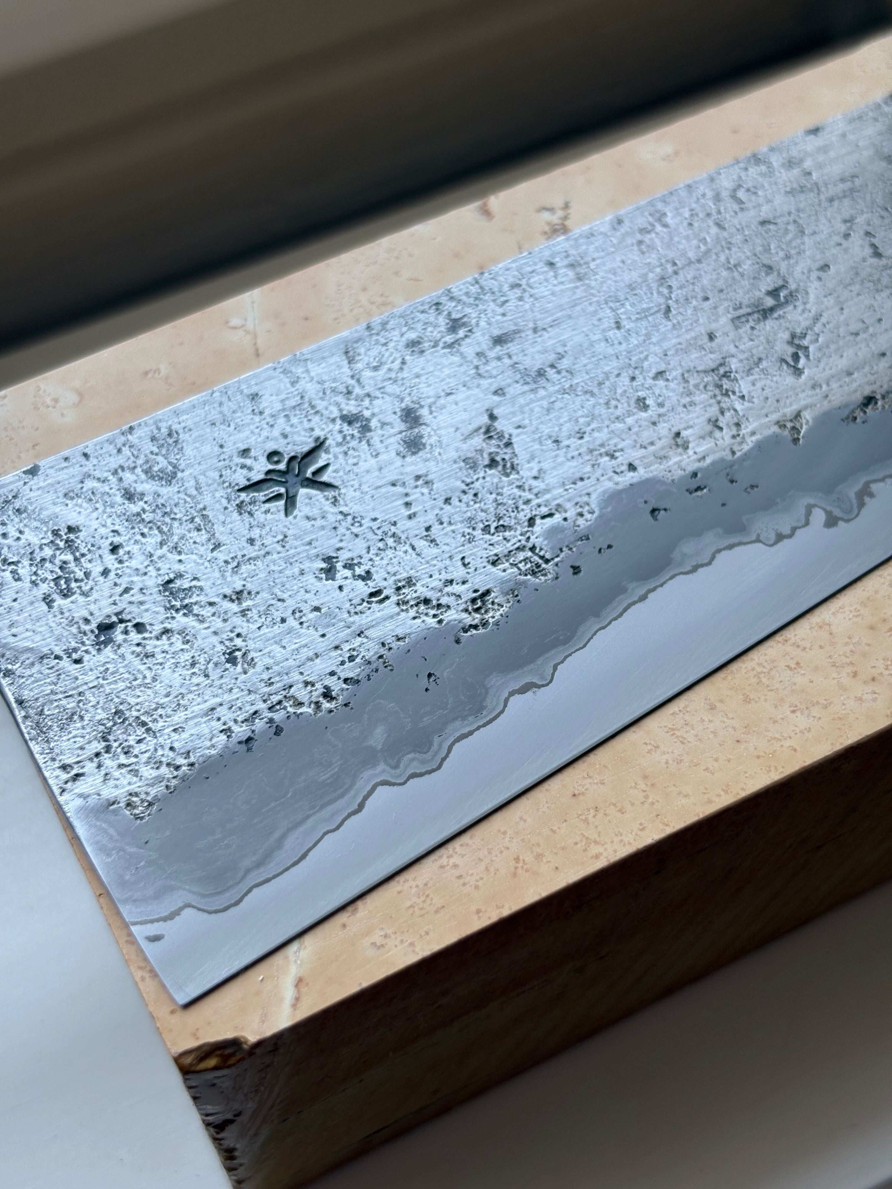Close detail of a handcrafted knife blade